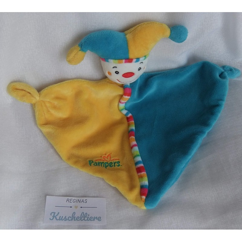Baby Fehn -  Pampers - Schmusetuch - Clown -  hellblau und gelb - ca. 25 cm lang