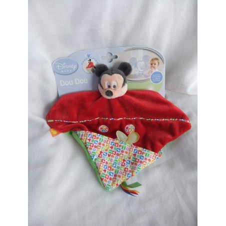 Disney Baby - Schmusetuch - Mickey Mouse - rot grün - mit Schnullerhalter