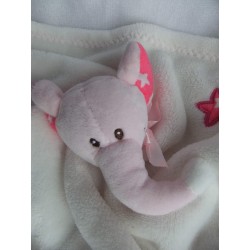 Schmusetuch - Elefant mit Schleife um den Hals - weiß und rosa - ca. 33 cm x 33 cm groß