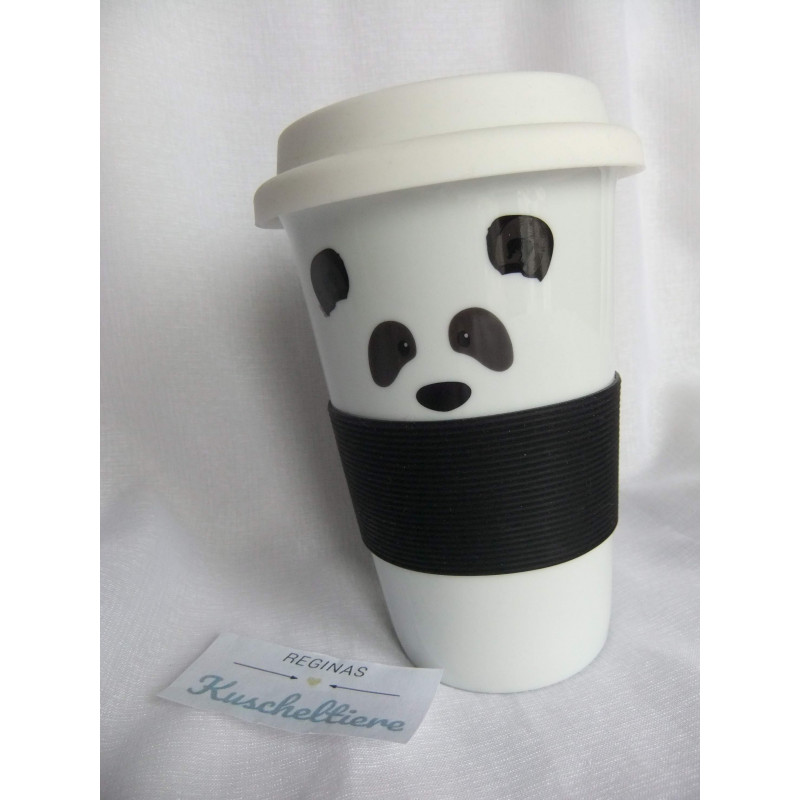 Nici - Tasse / Becher - Nici Wild Friends to go Panda Yaa Boo - weiß und schwarz - ca. 14 cm hoch und 8 cm breit