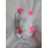 Nicotoy - Spieltier - Plüschtier Katze Marie mit Glitzeraugen und Schleife - weiß und rosa - ca. 17 cm groß - sitzend