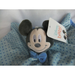 Disney Baby - Schmusetuch - Mickey Mouse Maus - Hellblau mit Sternchen und dunkelblau - ca. 30 cm x 30 cm groß