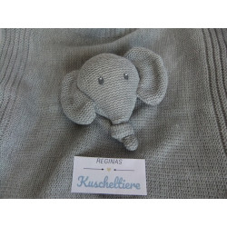 Nattou - Schmusetuch - Strick - Elefant Tembo - grau - ca. 32 cm x 32 cm groß