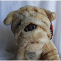 Keel Toys - Plüschtier - Puppet Dog Hund Shar Pei Wrinkles - hellbraun - mit Halsband - ca. 35 cm groß - sitzend