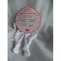 Spiegelburg BabyGlück - Schmusetuch - Wichtel Puppe weiß mit rosa Herzchen und gestreifter Zipfelmütze - ca. 25 cm lang