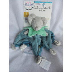 Beauty Baby - Müller - Schmusetuch deluxe - Elefant mit Rasselgeräusch - grünblau und grau - ca. 30 cm lang