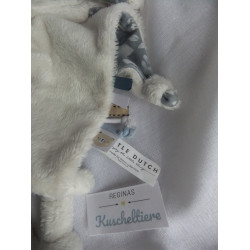 Little Dutch - Schmusetuch - Hase - graublau mit weißen Motiven und weiß - mit Schlenkerbeinchen - ca. 30 cm lang