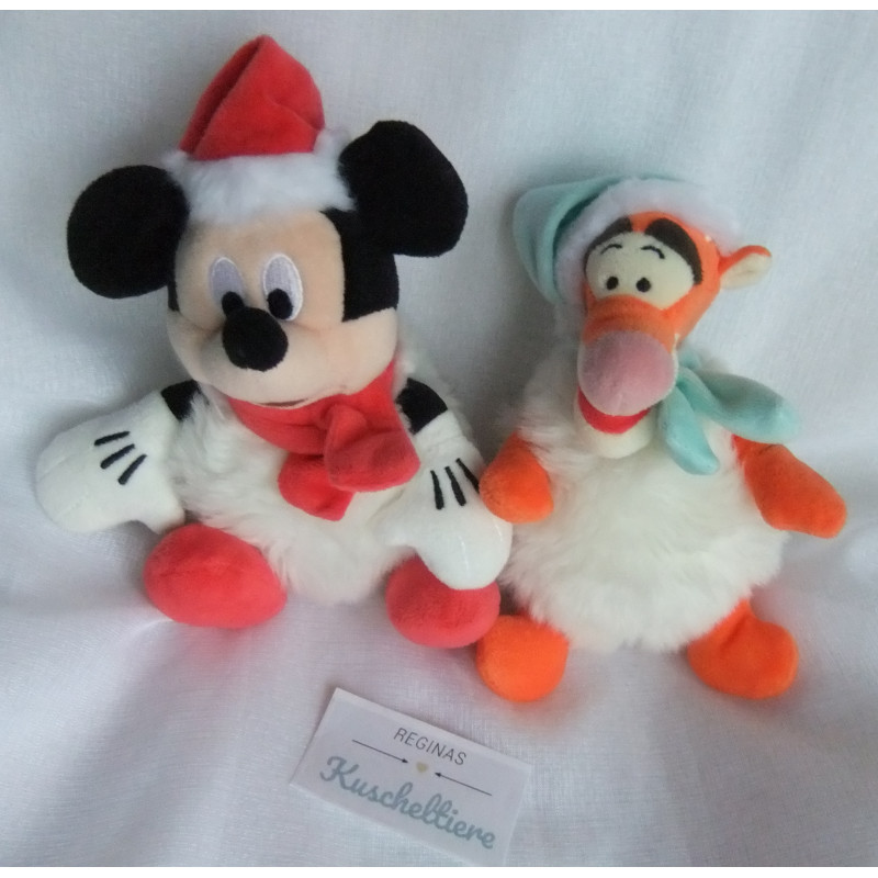 Nicotoy - Disney - Plüschtiere - Tigger und Mickey Mouse als Schneeball Schneeflocke - ca. 15 cm groß - sitzend