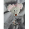 Schmusetuch - Maus mit einem kleinen aufgestickten Mond und Sternchen - grau und weiß - Rasselgeräusch - ca. 25 cm x 25 cm groß