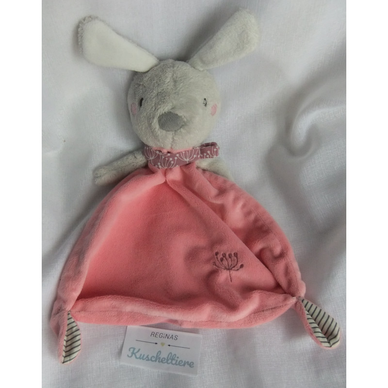 Baby Club - Schmusetuch - Hase rosa mit kleiner aufgestickter Blumendolde - ca. 28 cm lang
