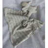 Fehn - Schmusetuch - Schaf weiß mit Beißring und Schnuffeltuch beige/creme/hellblau gestreift