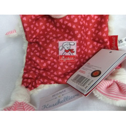 Sigikid - Schmusetuch - Schaf Schnuggi weiß/rot mit Herzchenmotive und Halstuch in rosa  - ca. 23 cm lang