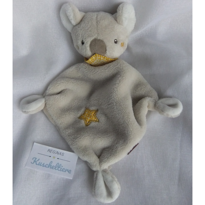 Babydream - Schmusetuch - Koala hellgrau mit Halstuch in gelb - ca. 25 cm lang