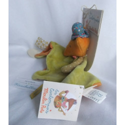 Moulin Roty - Schmusetuch - Les Tartempois - Maus grün und orange mit Schnullerhalter - ca. 25 cm x 25 cm groß