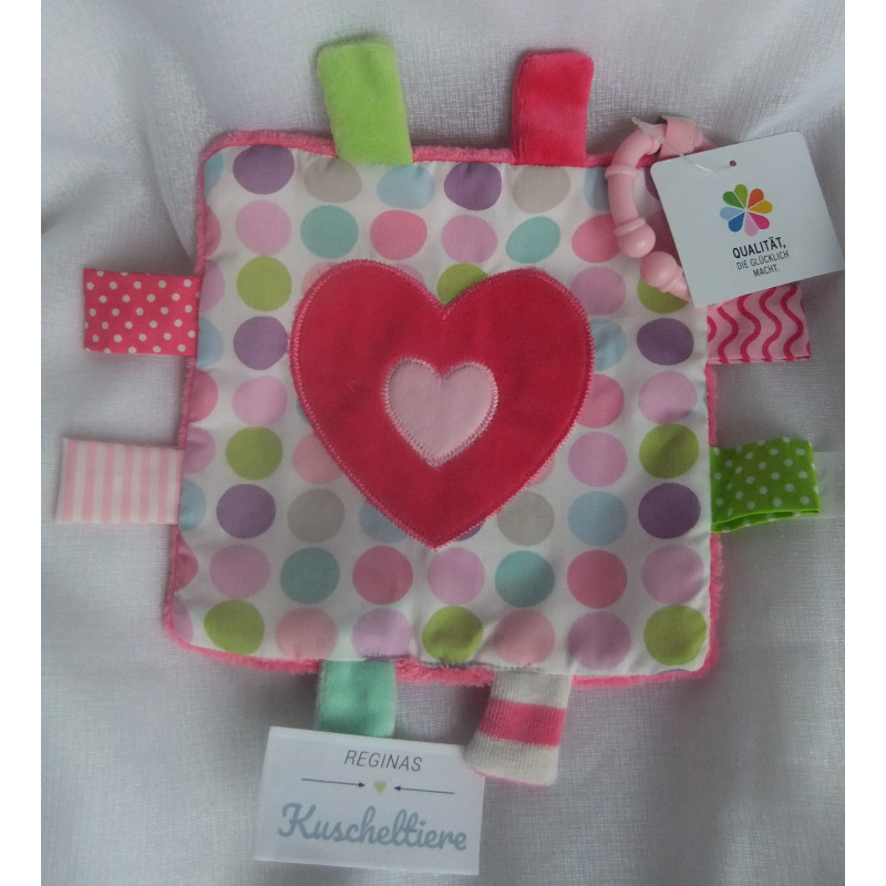 Ernstings Family Topomini - buntes Schmusetuch/Knistertuch mit Ring für Kinderwagen - ca. 16 cm x 16 cm groß
