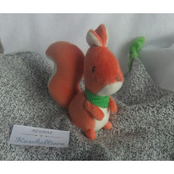 Baby Fehn - Schmusetuch - Eichhörnchen Sunshine orange mit Schnuffeltuch grauschwarzweiß meliert - ca. 28 cm x 28 cm groß