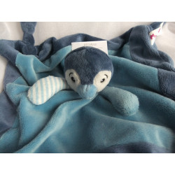My Teddy - Schmusetuch - Pinguin mit Schnullerring - Blautöne - ca. 33 cm x 33 cm groß
