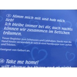 Toy Place / Müller - Schmusetuch /Handpuppe - Bärchen Love me - braun - 20 cm lang