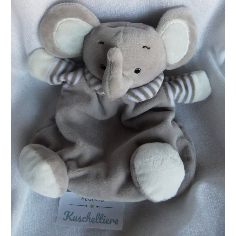 Pusblu - Schmusetuch - Handpuppe - Elefant mit Rassel und Knisterohren - ca. 23 cm lang