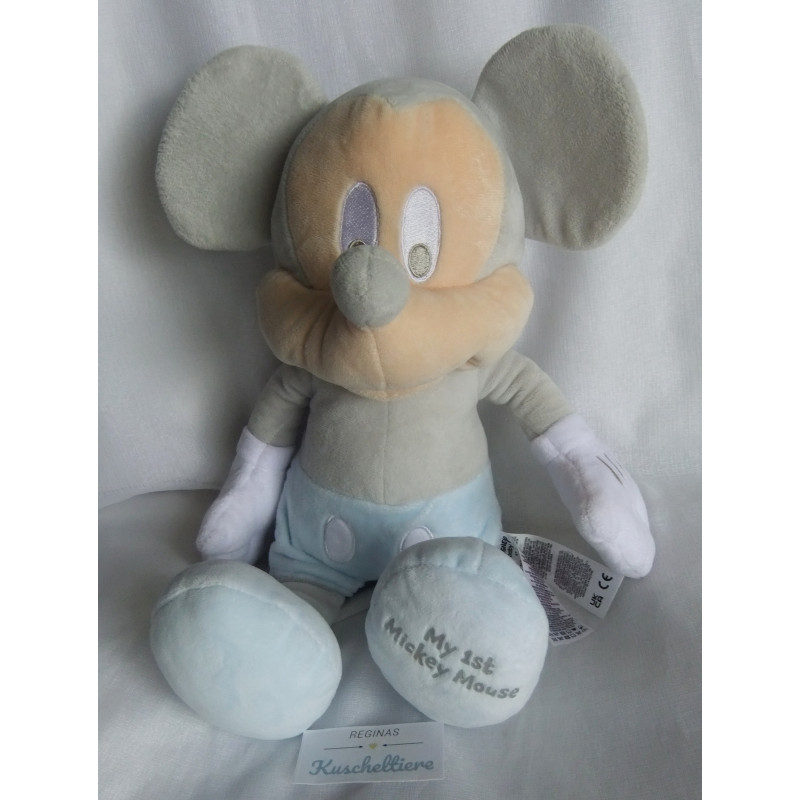 Primark - Disney - Plüschtier - Mickey Mouse - hellblau und grau - mit Rassel- und Knistergeräusch - ca. 40 cm groß - Schlenker