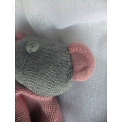 Alana - DM - Strick - Schmusetuch - Koala - rosa und grau - ca. 32 cm x 36 cm groß
