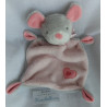 Pusblu - Schmusetuch - Maus grau /rosa mit Schal und kleiner Herzapplikation  - ca. 25 cm lang
