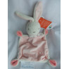 Pusblu - Schmusetuch - Hase mit Schal und kleiner aufgestickter Blume - rosa/weiß - ca. 25 cm lang
