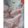 Pusblu - Schmusetuch - Hase mit Schal und kleiner aufgestickter Blume - rosa/weiß - ca. 25 cm lang