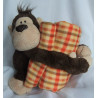 Nici - Plüschtier - Wild Friends Affe Nardu dunkelbraun mit Kuscheldecke kariert - ca. 32 cm groß - Schlenker