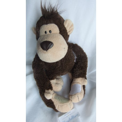 Nici - Plüschtier - Wild Friends Affe Nardu dunkelbraun mit Kuscheldecke kariert - ca. 32 cm groß - Schlenker