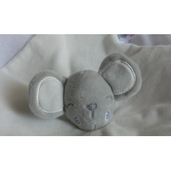 Primark / Baby - Schmusetuch - Maus weiß/grau - Unterseite weiß mit Sternchen - ca. 31 cm x 31 cm groß
