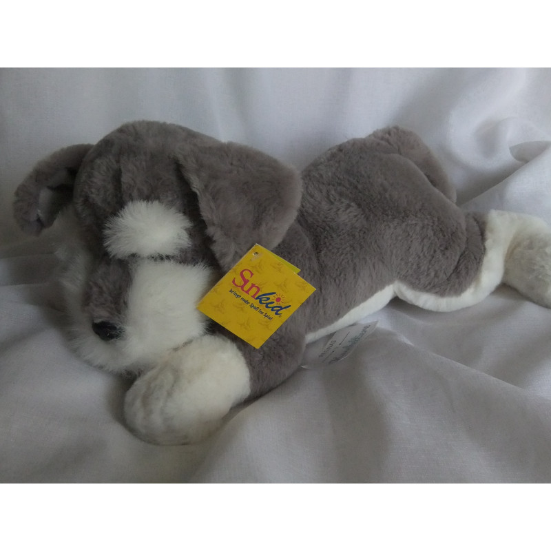 Sunkid - Plüschtier - Hund Schnauzer - grau/weiß - ca. 30 cm lang und 20 cm hoch