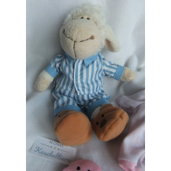 Nici - Plüschtier - Schaf Jolly Mäh mit Schlafanzug in blauweiß gestreift und in rosa/weiß - a. 25 cm groß - Schlenker