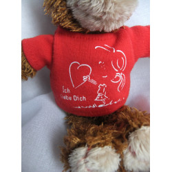 Steiff - Plüschtier - Bär Grußbärchen mit T-Shirt 'Ich liebe Dich' - brauntöne  - ca. 18 cm groß - Schlenker