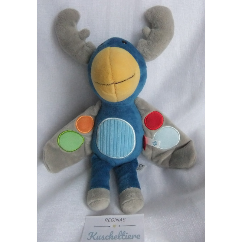 Sigikid - Plüschtier - Gans mit Elchgeweih - blau/gelb/grau - ca. 28 cm groß - Schlenker