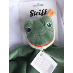 Steiff - Schmusetuch - Frosch Fabio - grün/grün-weiß gestreift - ca. 26 cm lang