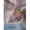Pusblu - Schmusetuch - Hase mit aufgestickter kleiner Rose - hellbraun und rosa - ca. 25 cm lang