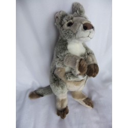 Leosco / Uni Toys - Plüschtier - Känguru mit Baby - ca. 35 cm - stehend