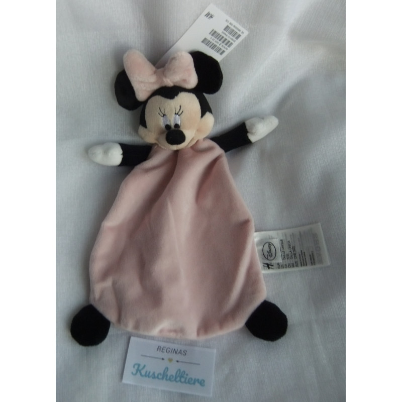 H&M - Schmusetuch - Minnie Mouse Maus - rosa/schwarz - ca. 25 cm lang