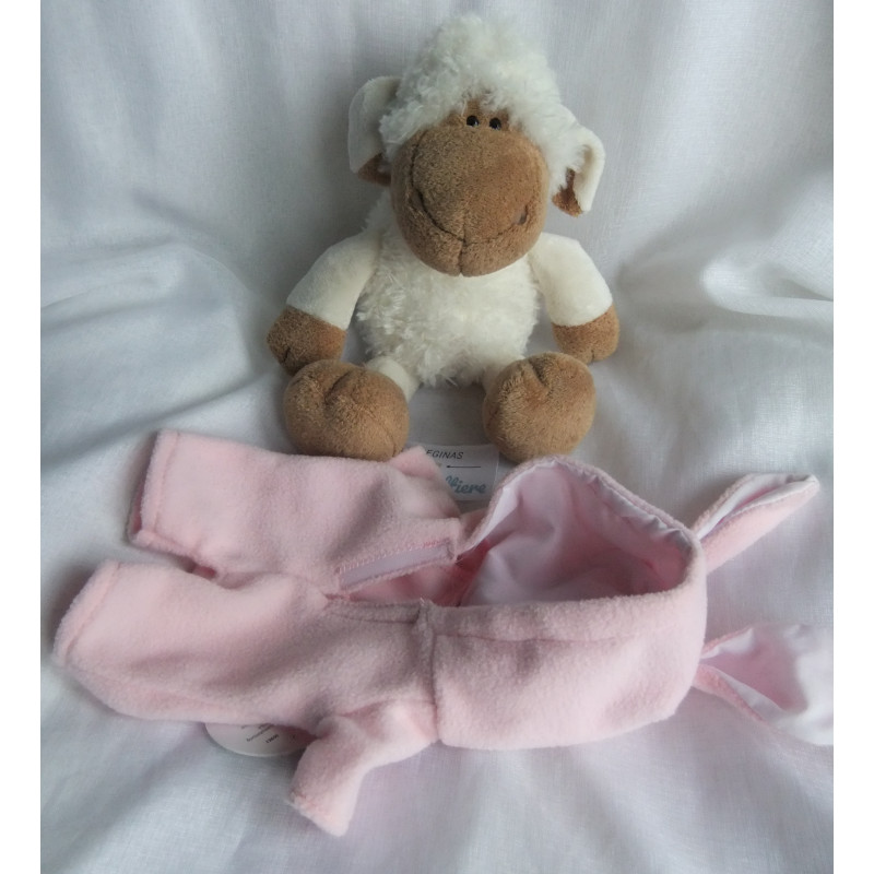 Nici - Plüschtier - Schaf Jolly Mäh weiß/braun mit Hasenanzug in rosa - a. 25 cm groß - Schlenker