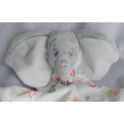 Primark - Disney - Schmusetuch - Elefant Dumbo - creme, grau und bunte Motive - ca. 21 cm x 25 cm groß