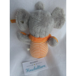 Steiff - Rasselgreifling - Elefant Trampili mit Halstuch - grau/orange-beige gestreift - ca. 12 cm lang