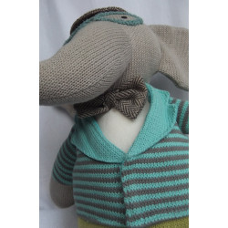 Depot - Plüschtier - For Little Ones - Strick - Elefant - grau, grün - ca. 48 cm groß - Schlenker