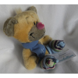 Depesche - Vintage Plüschtier - Pimboli mit Schal und gestreiften Socken - ca. 22 cm groß - Schlenker
