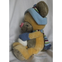 Depesche - Vintage Plüschtier - Pimboli mit Schneeball, Schal, Handschuhe und Mütze - ca. 40 cm groß - Schlenker