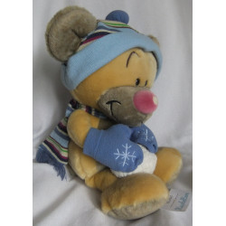 Depesche - Vintage Plüschtier - Pimboli mit Schneeball, Schal, Handschuhe und Mütze - ca. 40 cm groß - Schlenker