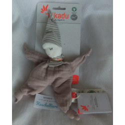 Kikadu - Baby Puppe - Wichtel mit Zipfelmütze und Halstuch - silbergrau - ca. 25 cm lang