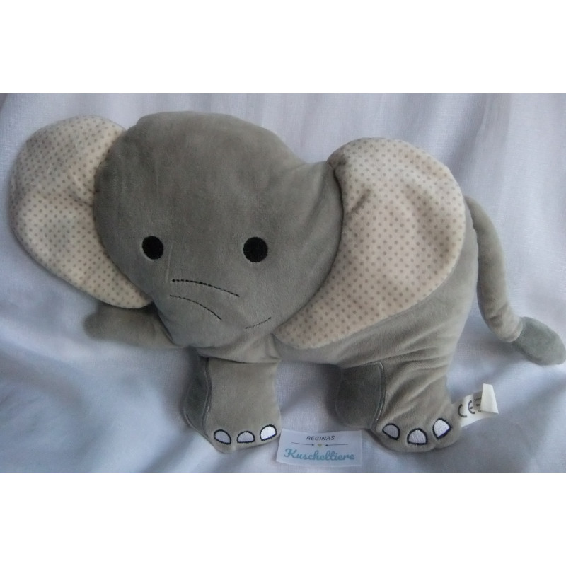 Takko - Lomotex - Kissen Plüschkissen - Elefant - grau und creme mit grauen Punkten - ca. 32 cm lang und 30 cm hoch