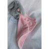 TJM - Schmusetuch - Hase grau/rosa mit Schnuffeltuch rosa