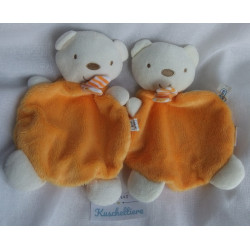 Babydream - zwei Schmusetücher - Bär orange/weiß - ca. 22 cm lang